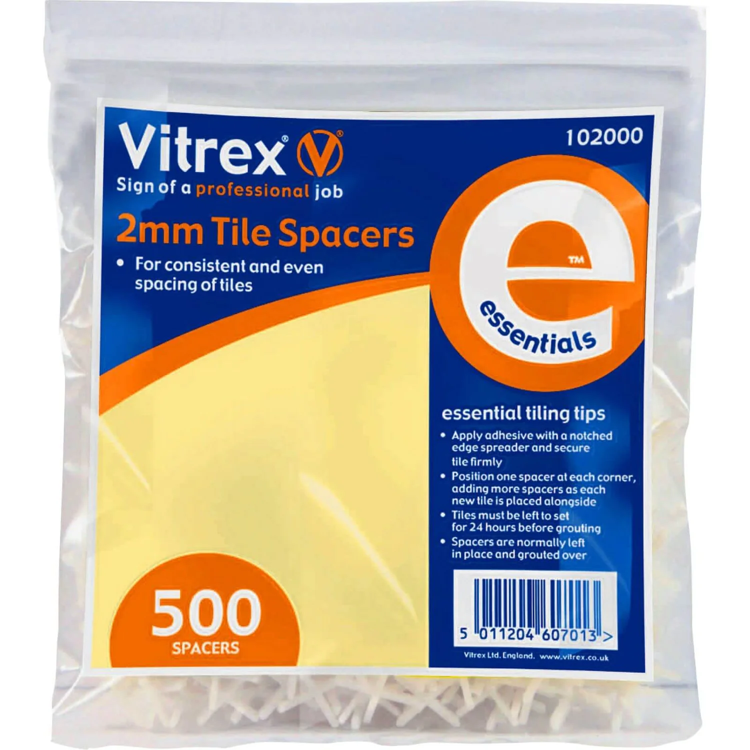 Vitrex Tile Spacers - 500 X 2mm 1 Vitrex Tile Spacers - 500 X 2mm
