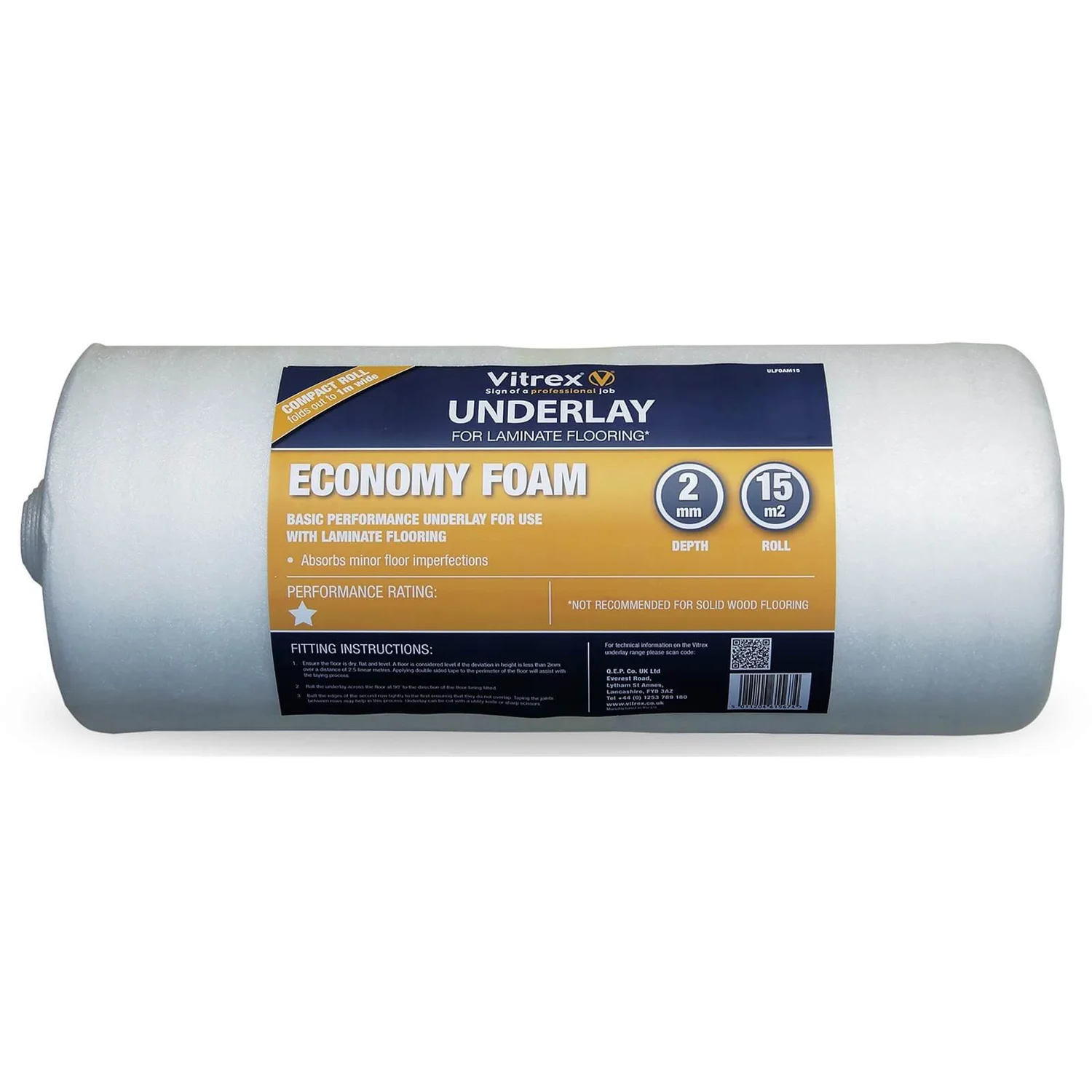 Vitrex Economy Foam Laminate Underlay Roll - 15 Sqm 1 Vitrex Economy Foam Laminate Underlay Roll - 15 Sqm