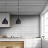 None Metro Mid Grey Bevelled Ceramic Wall Tile 100 X 200mm