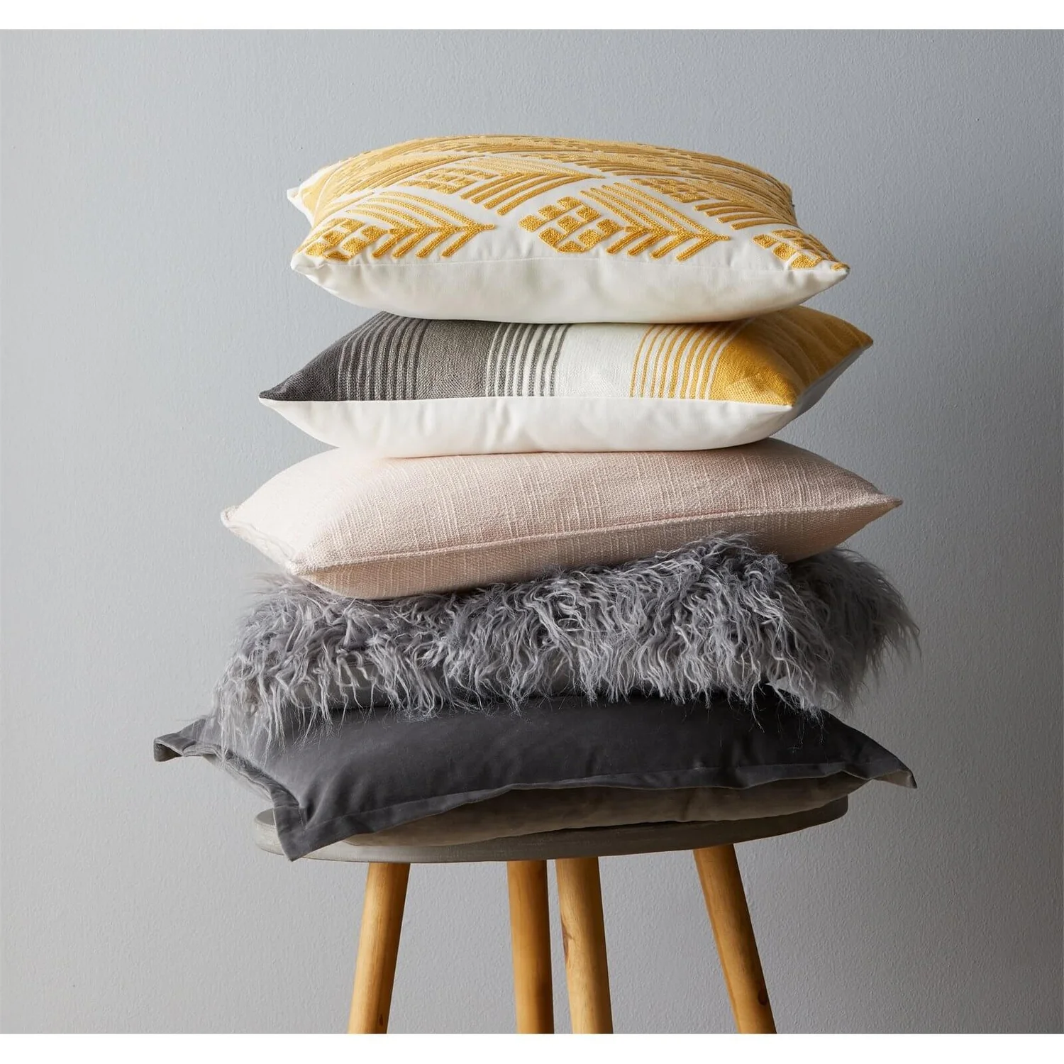 Striped Cushion - Ochre & Grey 3 Striped Cushion - Ochre & Grey - Image 3