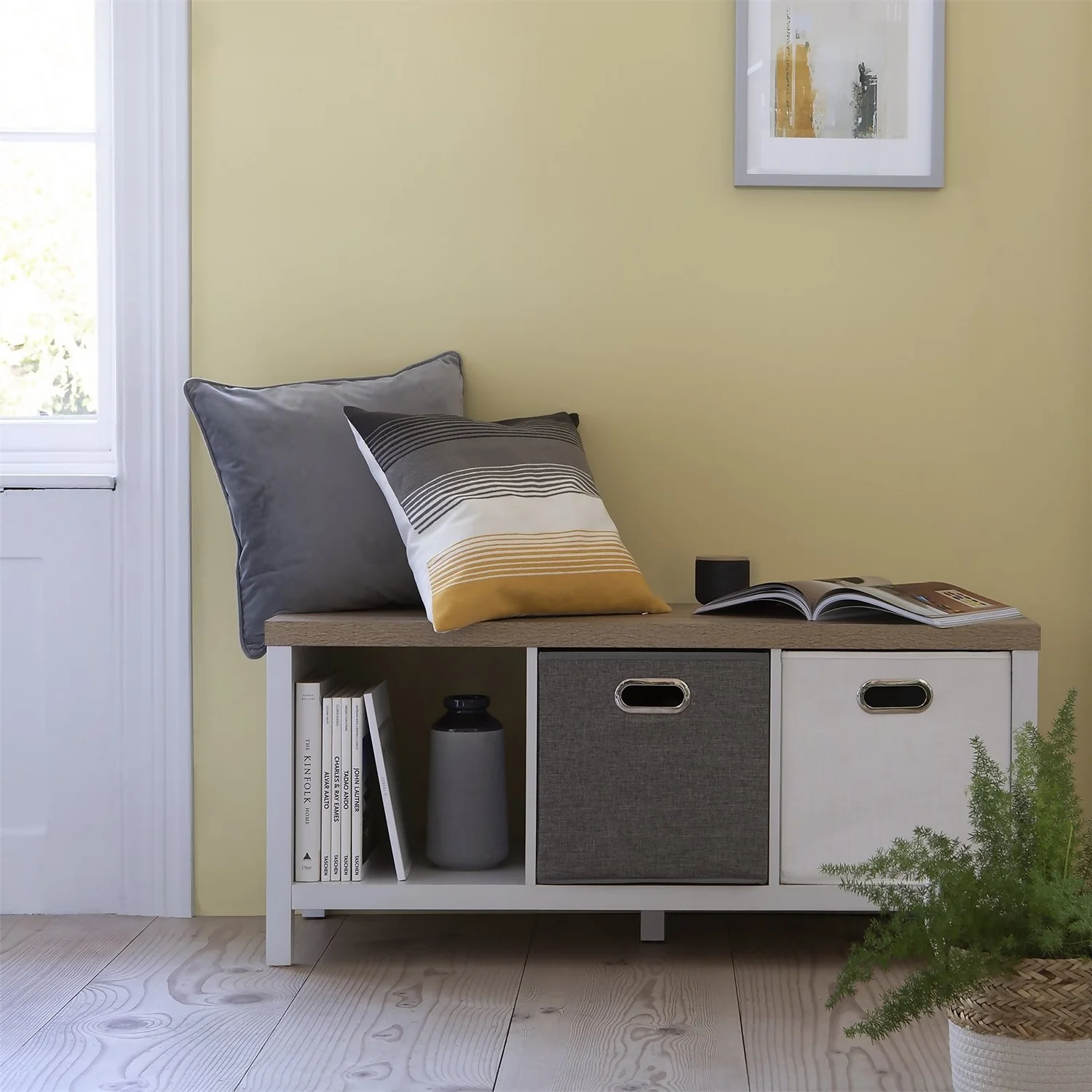 Striped Cushion - Ochre & Grey 2 Striped Cushion - Ochre & Grey - Image 2