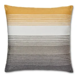 Striped Cushion - Ochre & Grey