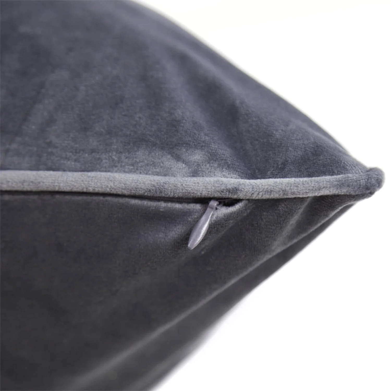 None Large Plain Velvet Cushion - Dark Grey - 58x58cm 4 None Large Plain Velvet Cushion - Dark Grey - 58x58cm - Image 4