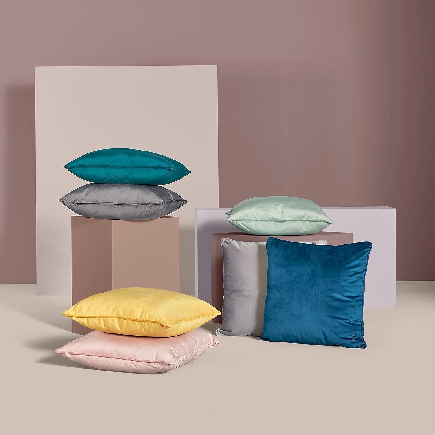 None Large Plain Velvet Cushion - Light Grey - 58x58cm 2 None Large Plain Velvet Cushion - Light Grey - 58x58cm - Image 2