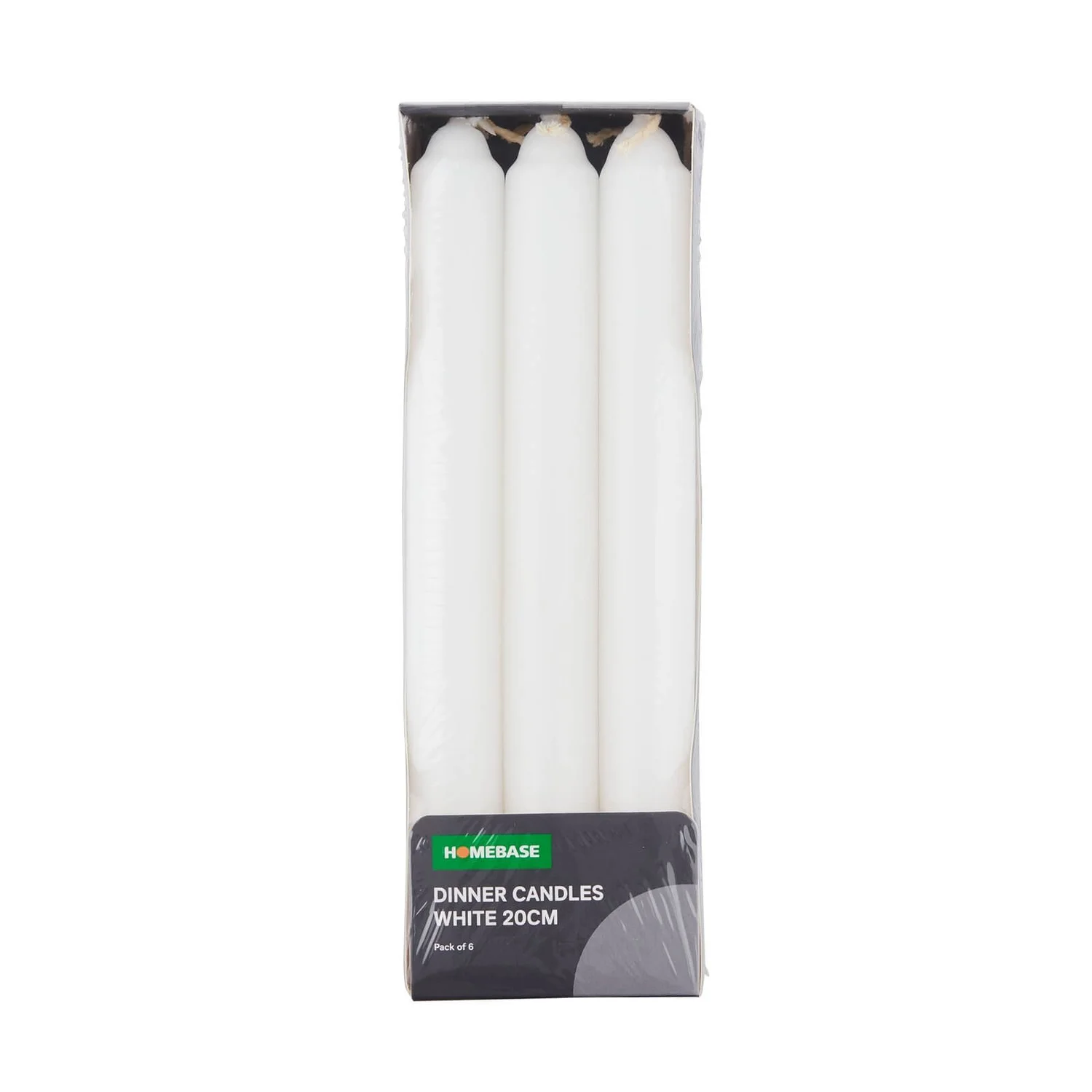 Pack Of 6 Dinner Candles - White - 20cm 1 Pack Of 6 Dinner Candles - White - 20cm