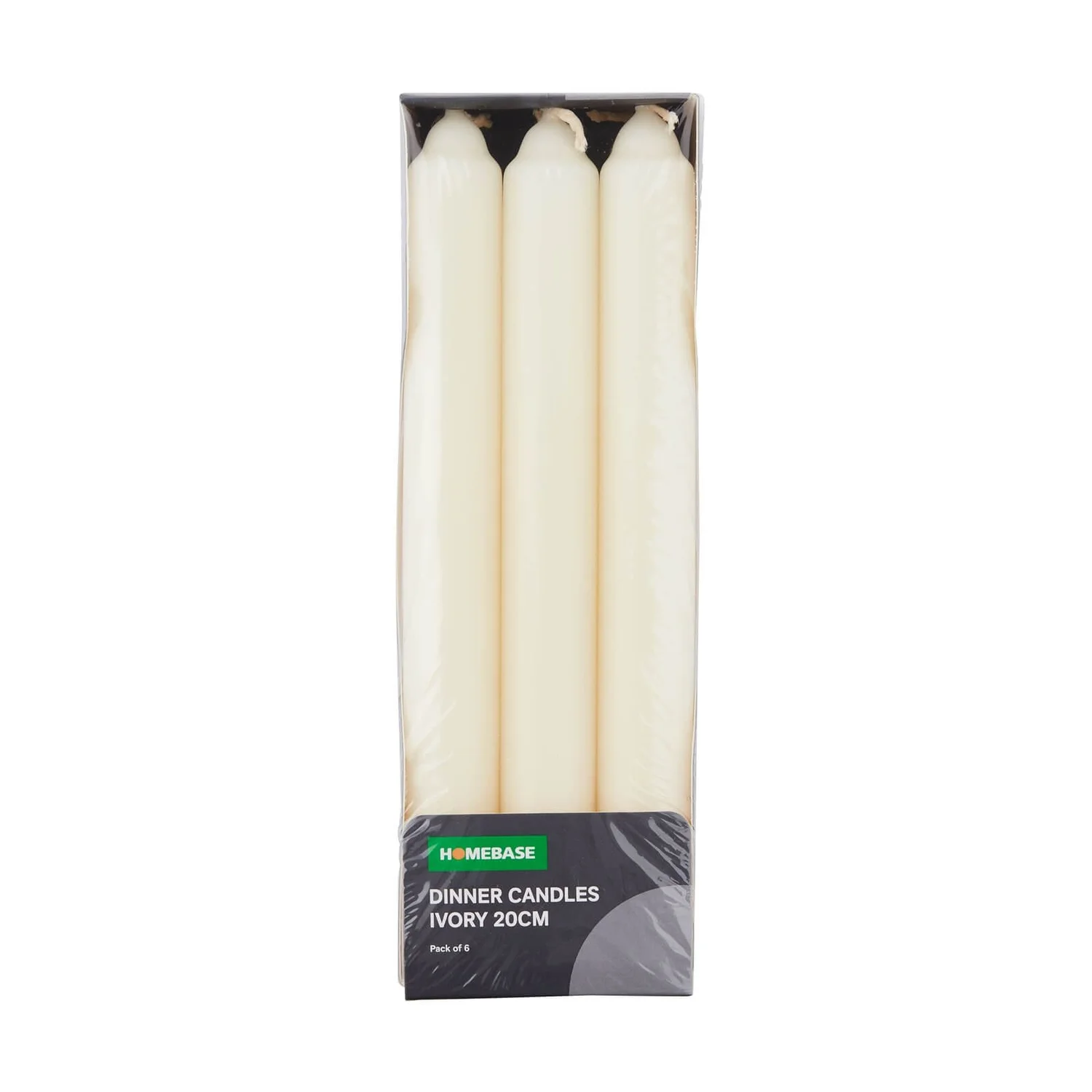 Pack Of 6 Dinner Candles - Ivory - 20cm 1 Pack Of 6 Dinner Candles - Ivory - 20cm