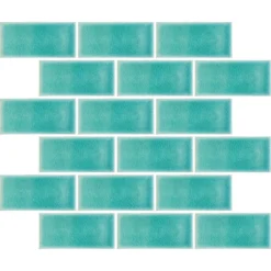 House Of Mosaics Teal Crackle Midi Metro Mosaic Tile (Sample Only) - 150 X 110mm