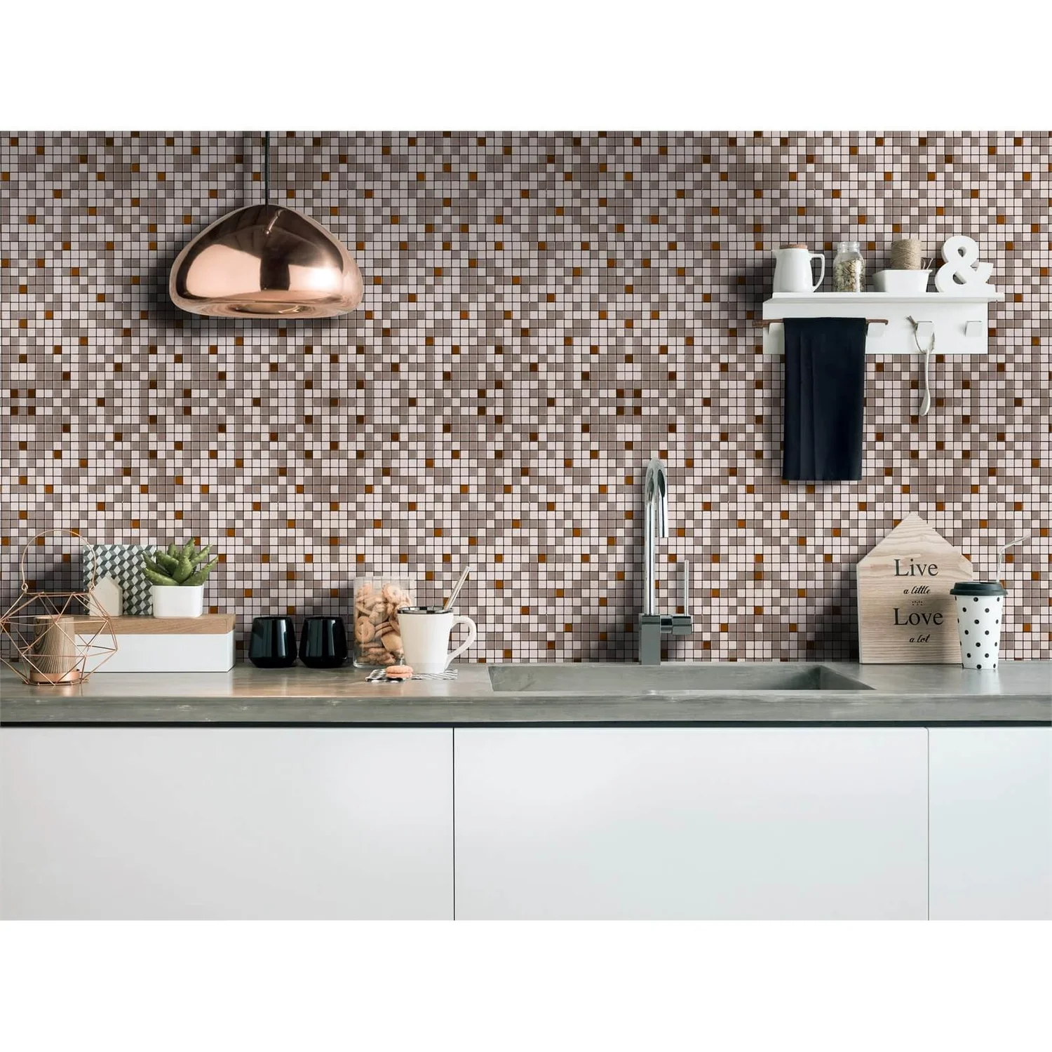 House Of Mosaics Riyadh Bronze Mosaic Tile (Self-Adhesive) - 305 X 305mm 1 House Of Mosaics Riyadh Bronze Mosaic Tile (Self-Adhesive) - 305 X 305mm