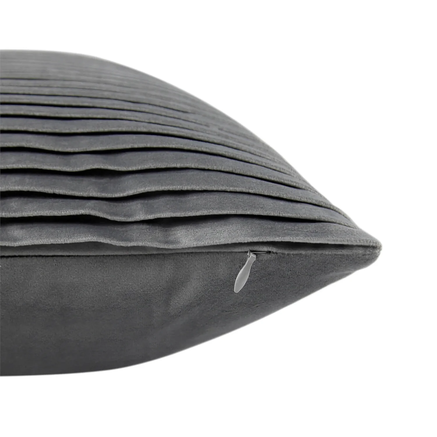 None Folded Velvet Cushion - Grey 3 None Folded Velvet Cushion - Grey - Image 3