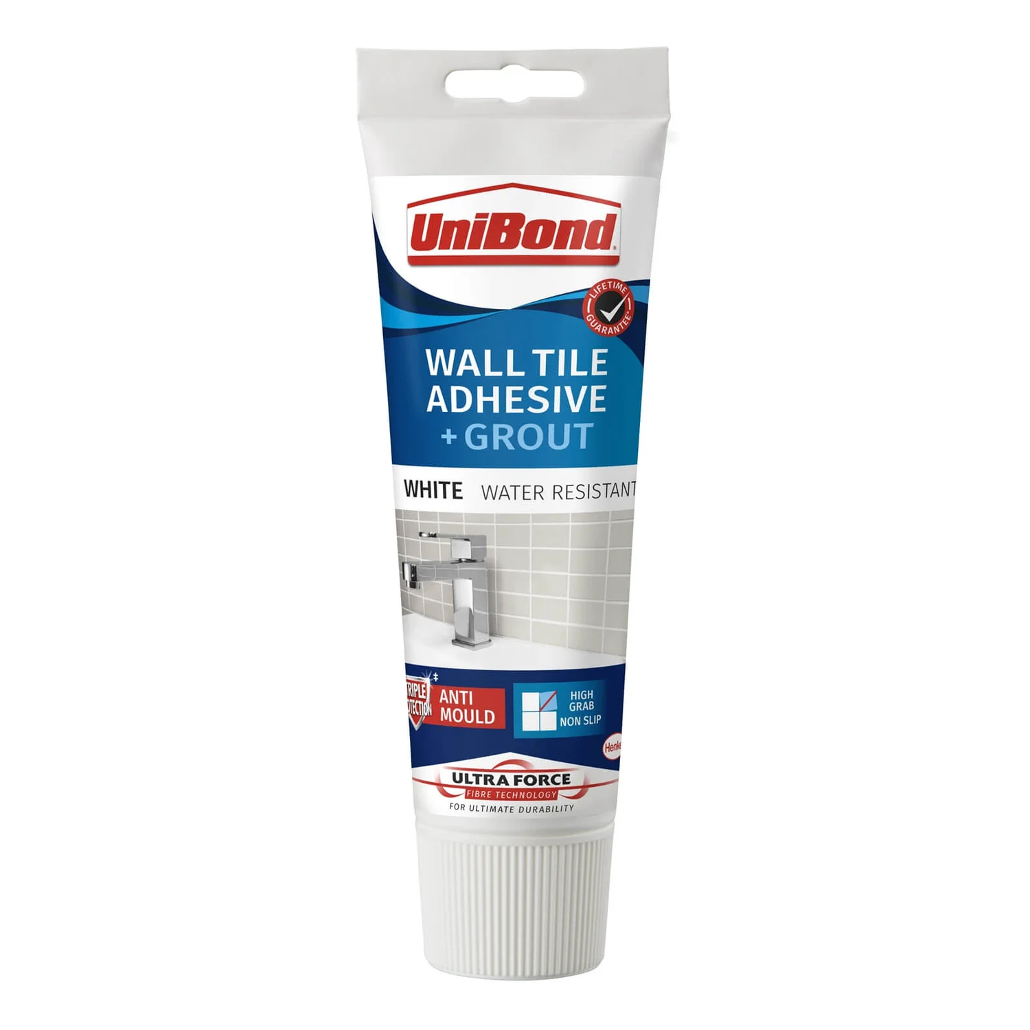 UniBond UltraForce Wall Tile Adhesive & Grout Tube White 0.3kg 1 UniBond UltraForce Wall Tile Adhesive & Grout Tube White 0.3kg