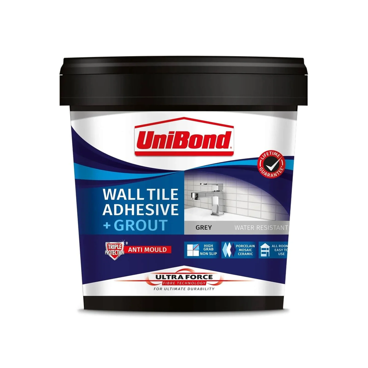 UniBond UltraForce Wall Tile Adhesive & Grout Grey 1.38kg 1 UniBond UltraForce Wall Tile Adhesive & Grout Grey 1.38kg