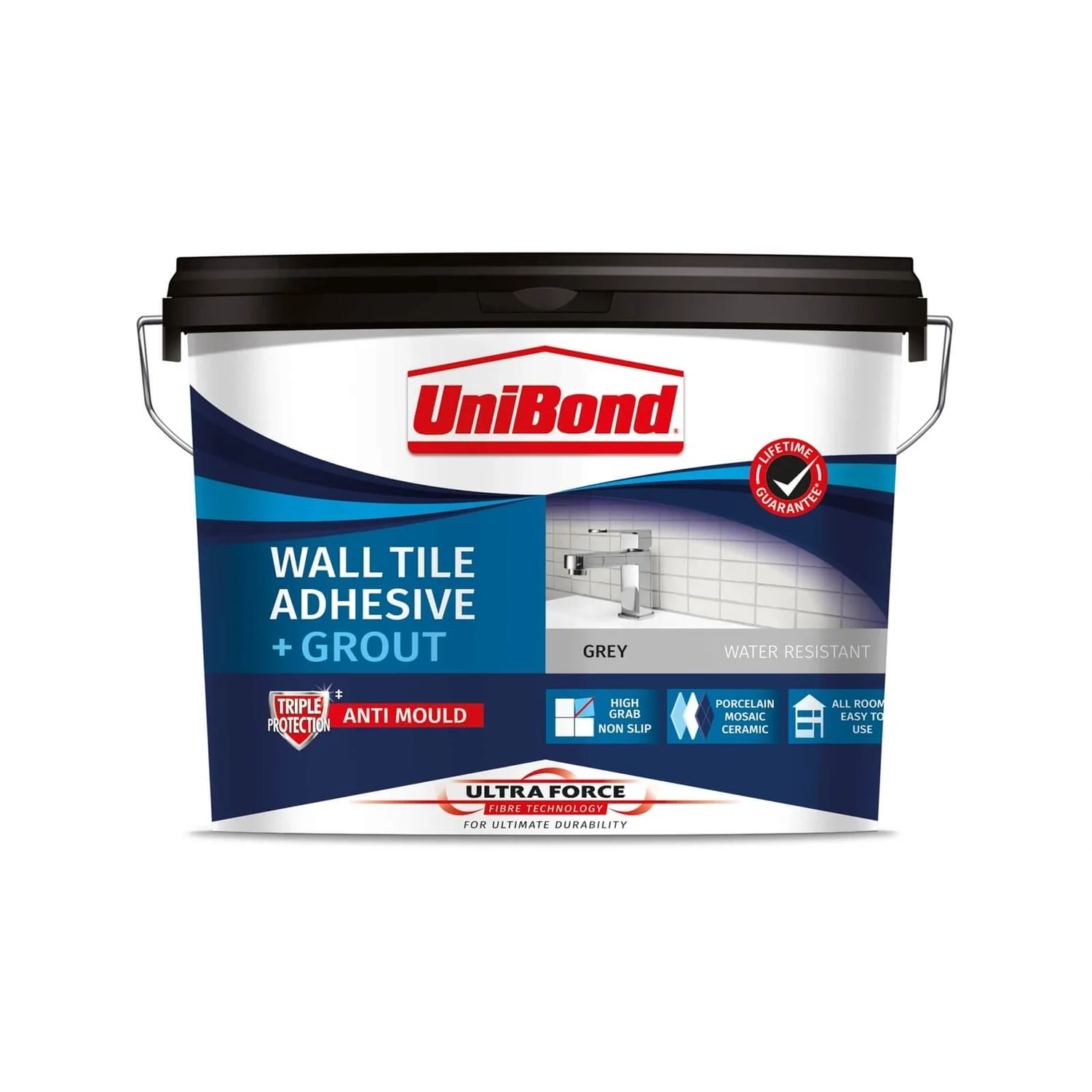 UniBond UltraForce Wall Tile Adhesive & Grout Grey 12.8kg 1 UniBond UltraForce Wall Tile Adhesive & Grout Grey 12.8kg