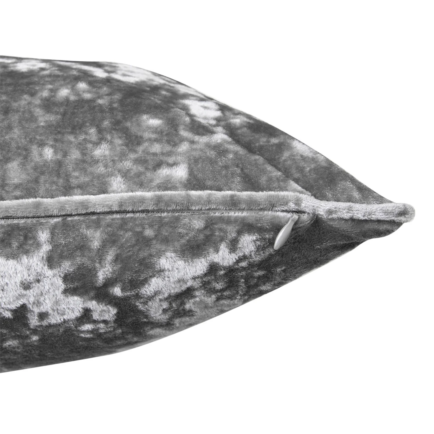 None Large Crushed Velvet Cushion - Grey - 58x58cm 3 None Large Crushed Velvet Cushion - Grey - 58x58cm - Image 3