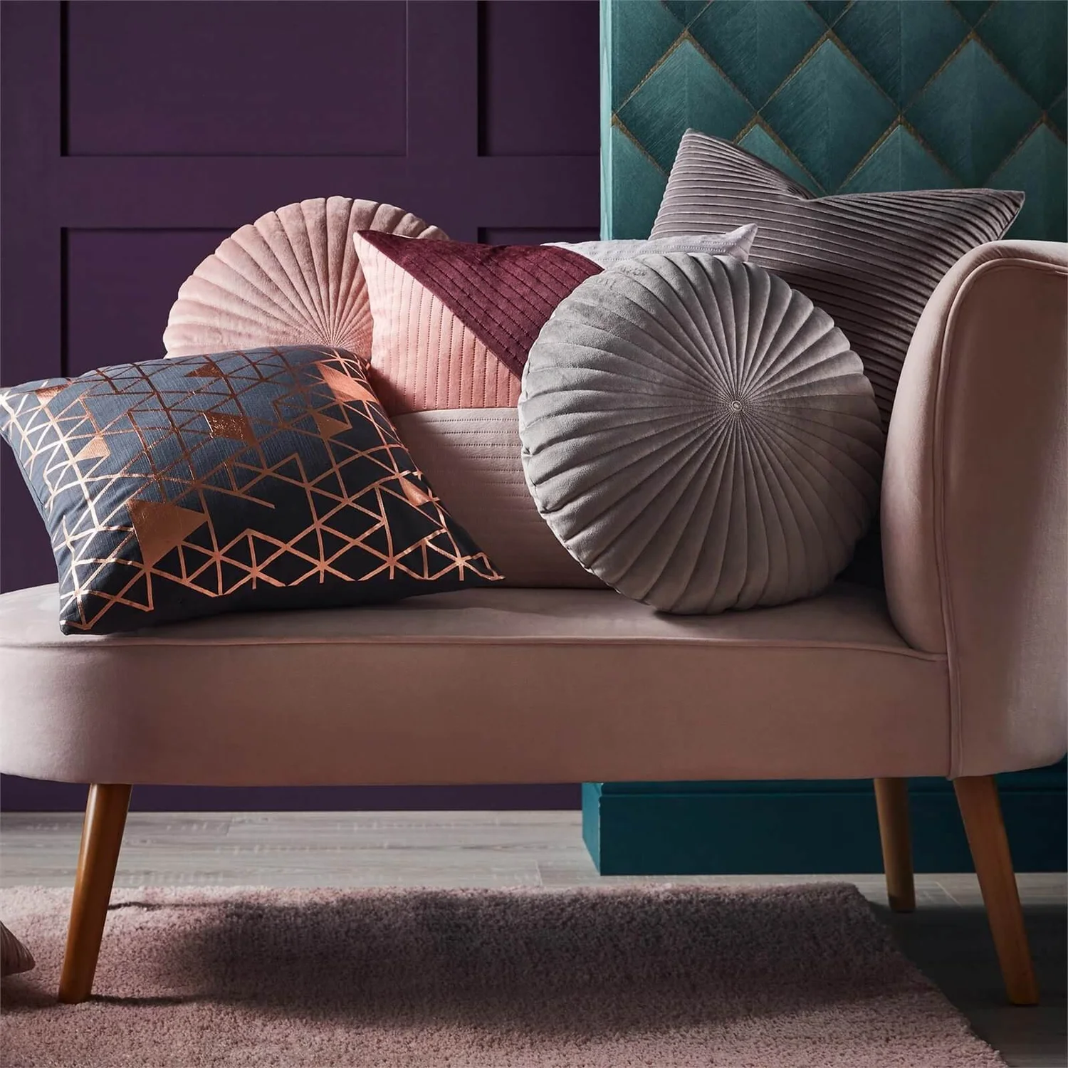 None Round Velvet Cushion - Grey - 45cm 3 None Round Velvet Cushion - Grey - 45cm - Image 3