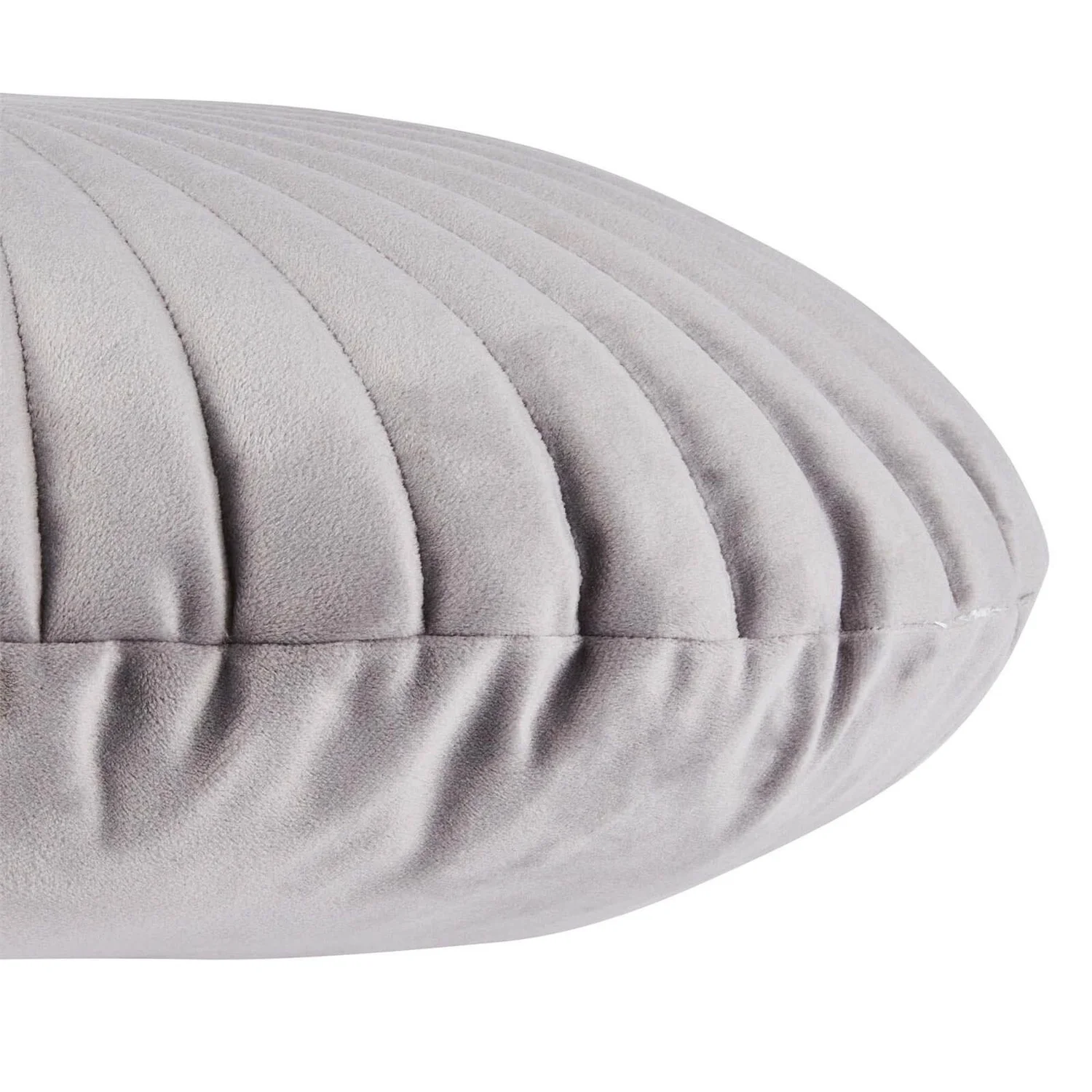 None Round Velvet Cushion - Grey - 45cm 5 None Round Velvet Cushion - Grey - 45cm - Image 5