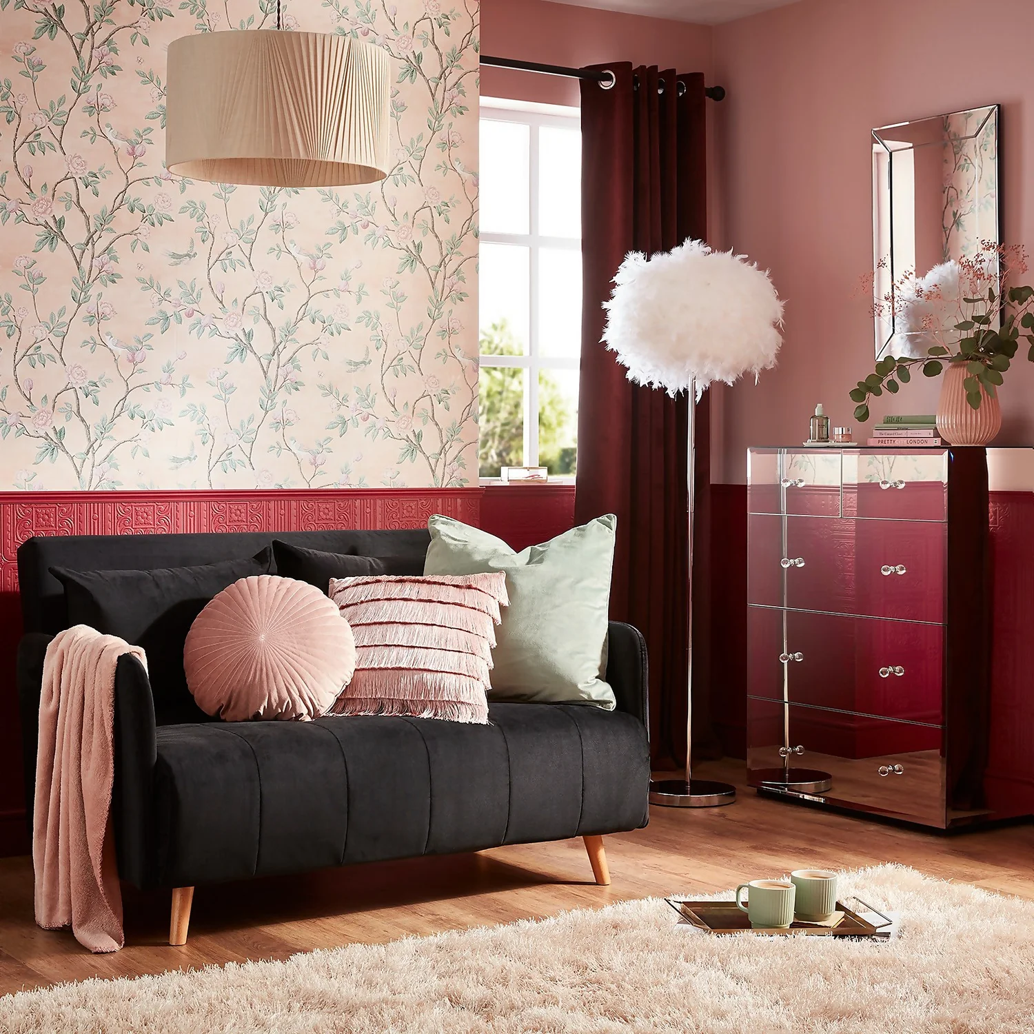 None Round Velvet Cushion - Blush - 45cm 2 None Round Velvet Cushion - Blush - 45cm - Image 2