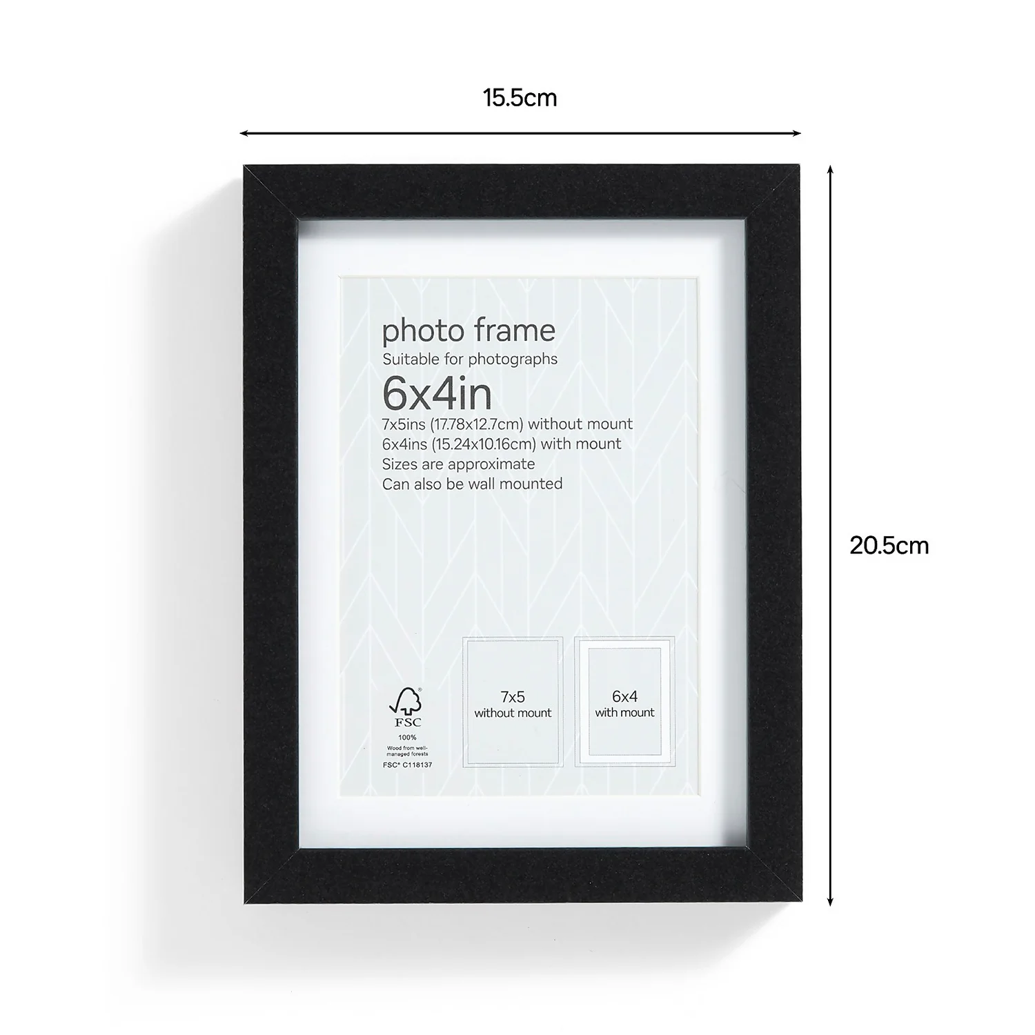 Box Photo Frame - 6x4" - Black 2 Box Photo Frame - 6x4" - Black - Image 2