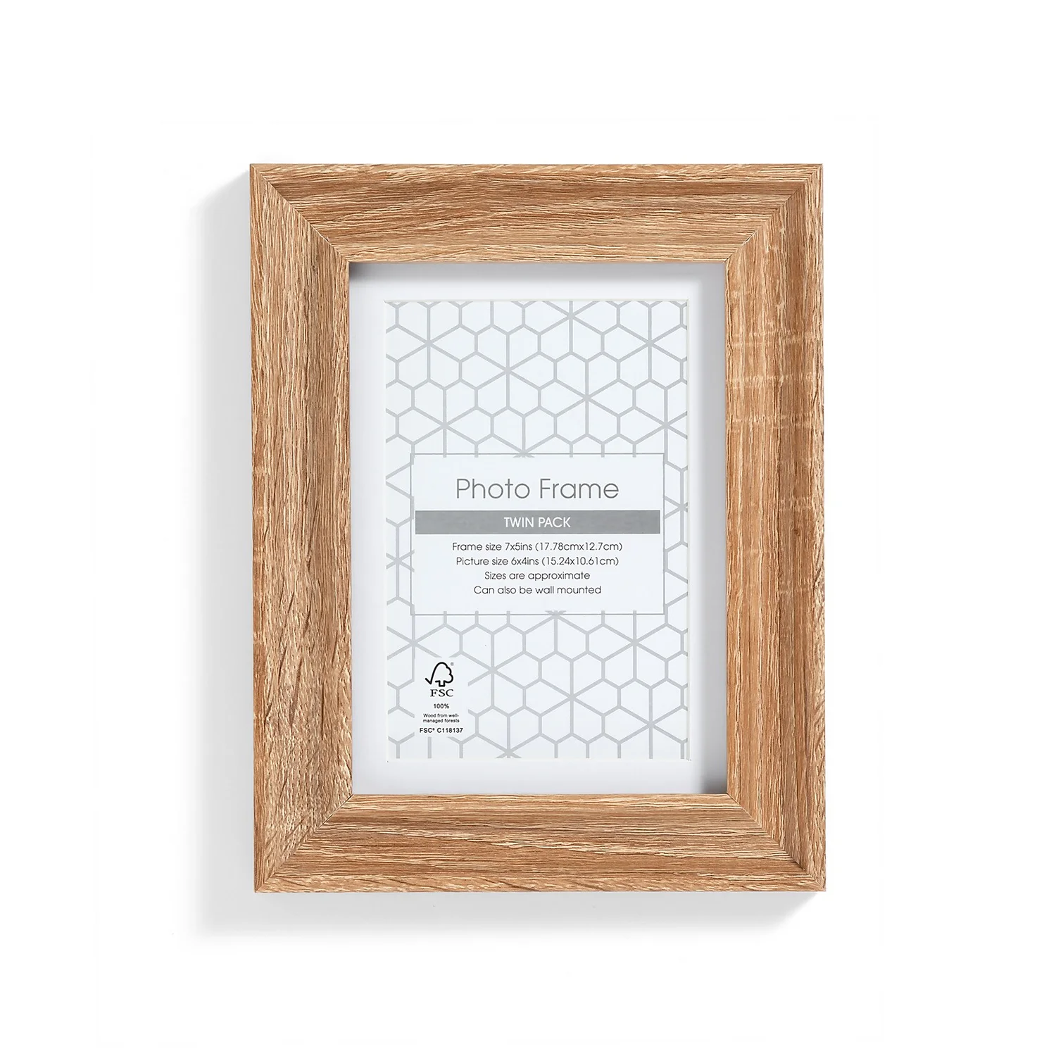 Twin Pack Of Photo Frames - 6x4" - Oak 6 Twin Pack Of Photo Frames - 6x4" - Oak - Image 6