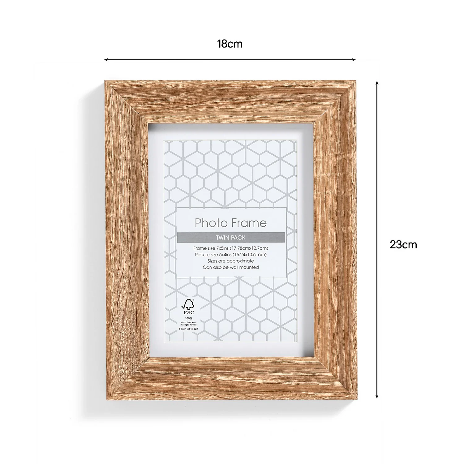 Twin Pack Of Photo Frames - 6x4" - Oak 3 Twin Pack Of Photo Frames - 6x4" - Oak - Image 3