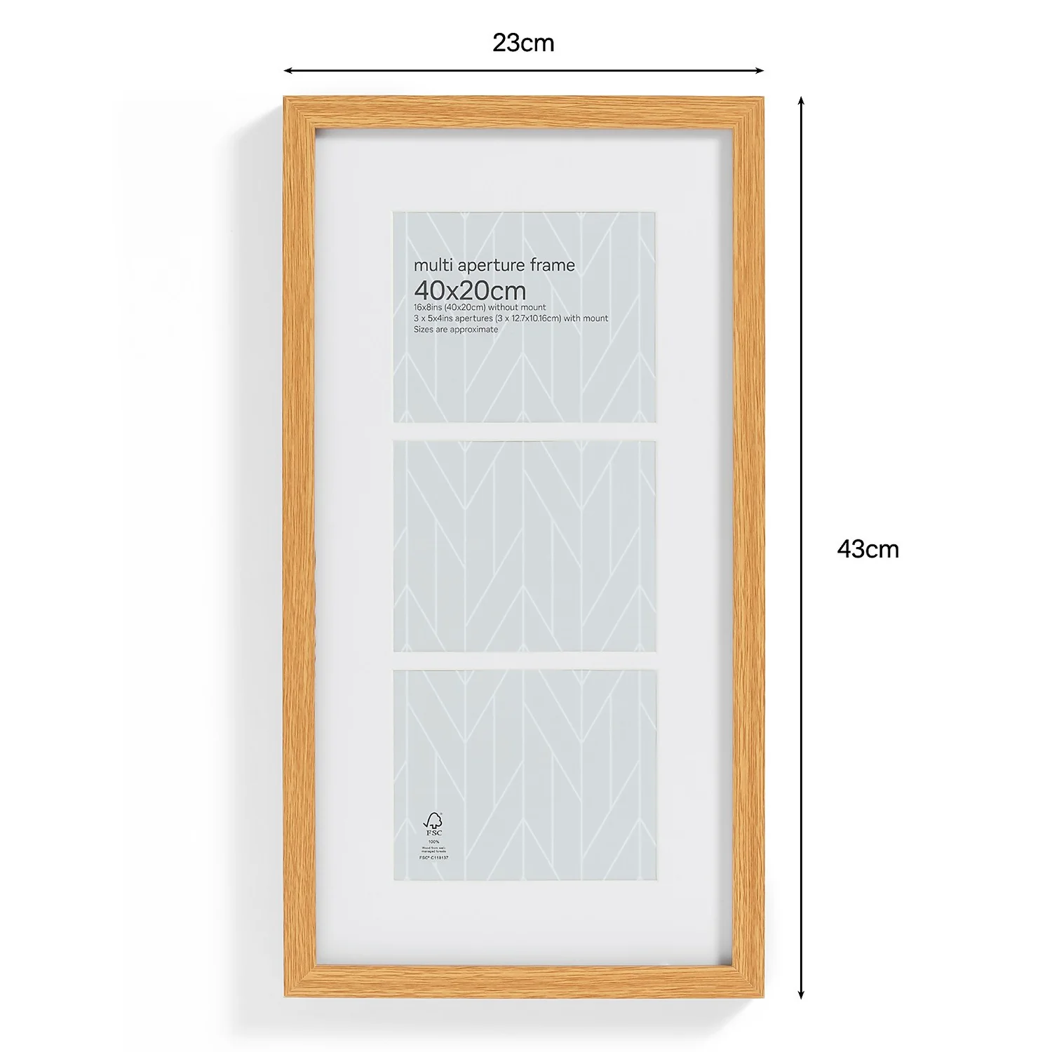 Box Photo Frame Multi Aperture - 40x20cm - Oak 2 Box Photo Frame Multi Aperture - 40x20cm - Oak - Image 2