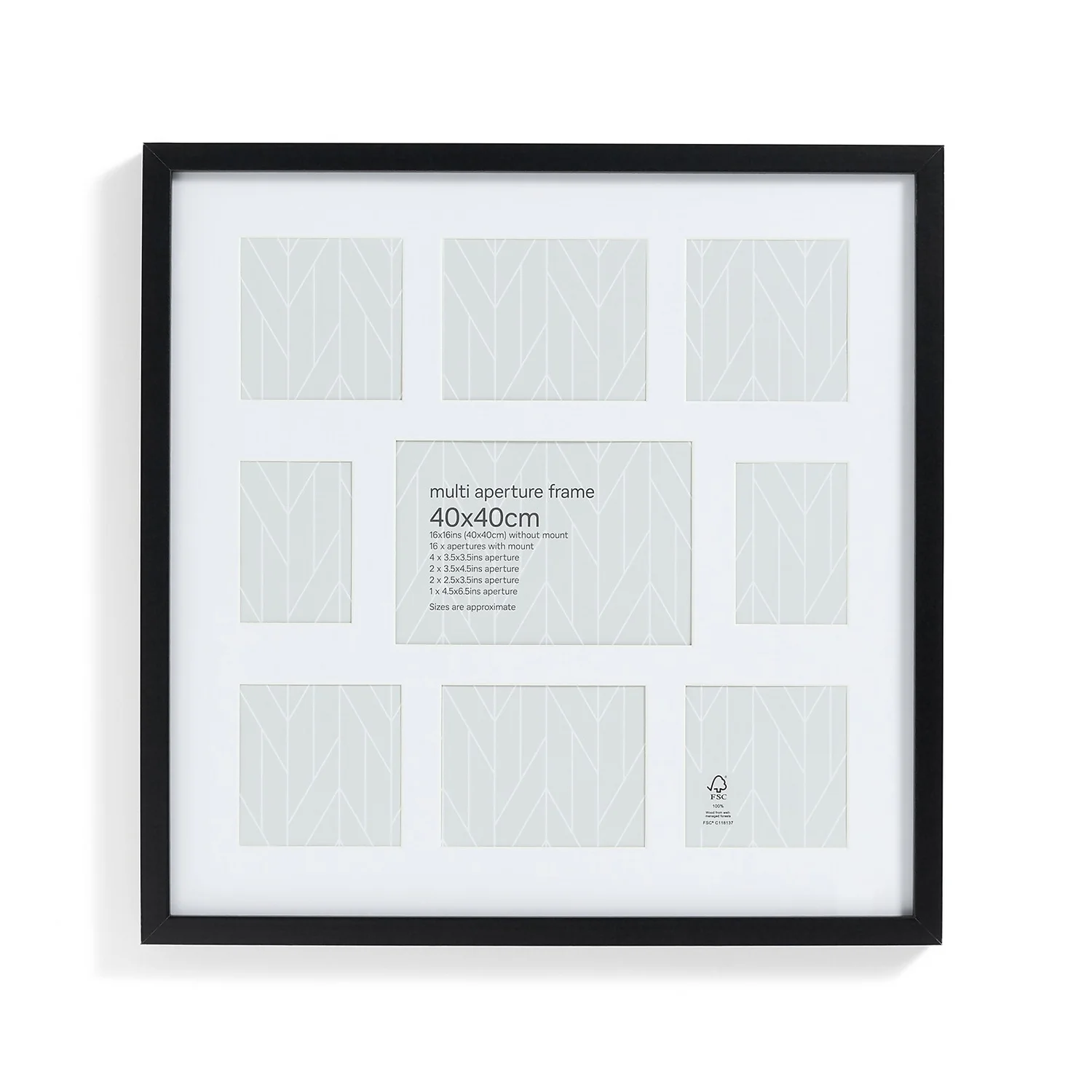 Box Photo Frame Multi Aperture - 40x40cm - Black 3 Box Photo Frame Multi Aperture - 40x40cm - Black - Image 3