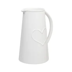 Ceramic Jug With Embossed Heart - White -Home Base Sales Shop 12886083 2054843705790511