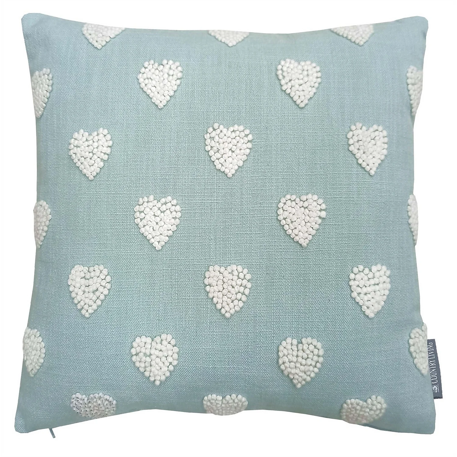 Country Living French Knot Heart Cushion - 40x40cm - Duck Egg 1 Country Living French Knot Heart Cushion - 40x40cm - Duck Egg