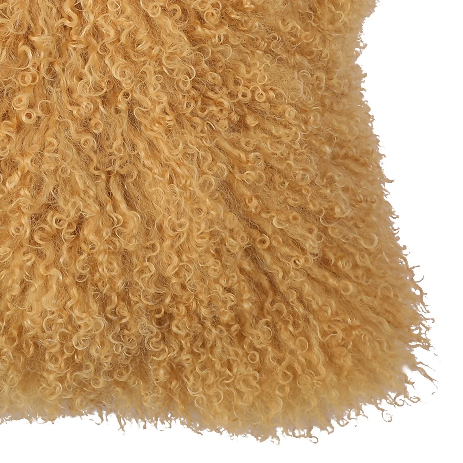 House Beautiful Real Mongolian Wool Cushion - Mustard - 38x38cm 2 House Beautiful Real Mongolian Wool Cushion - Mustard - 38x38cm - Image 2