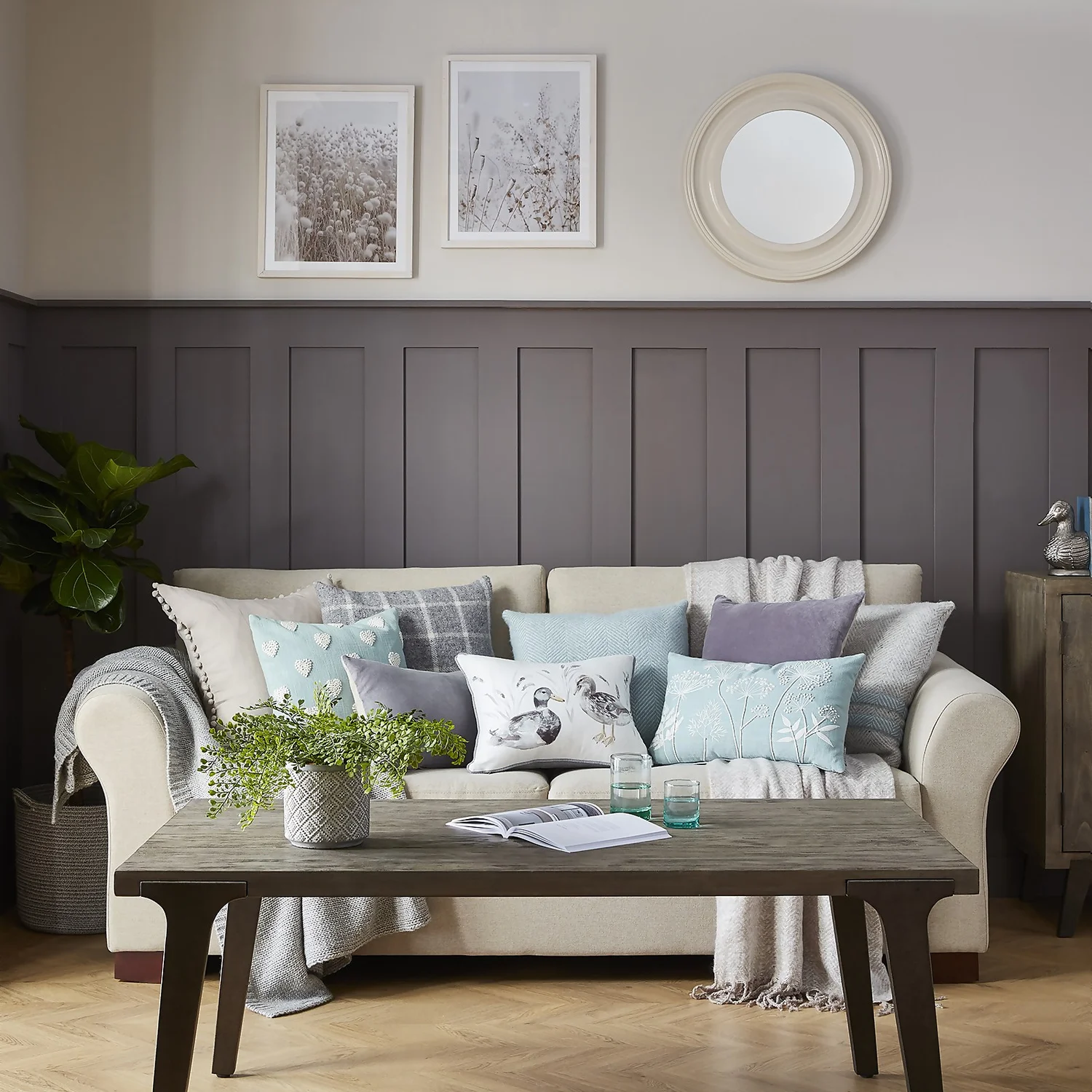 Country Living Ducks Printed Cushion - 43x33cm 2 Country Living Ducks Printed Cushion - 43x33cm - Image 2