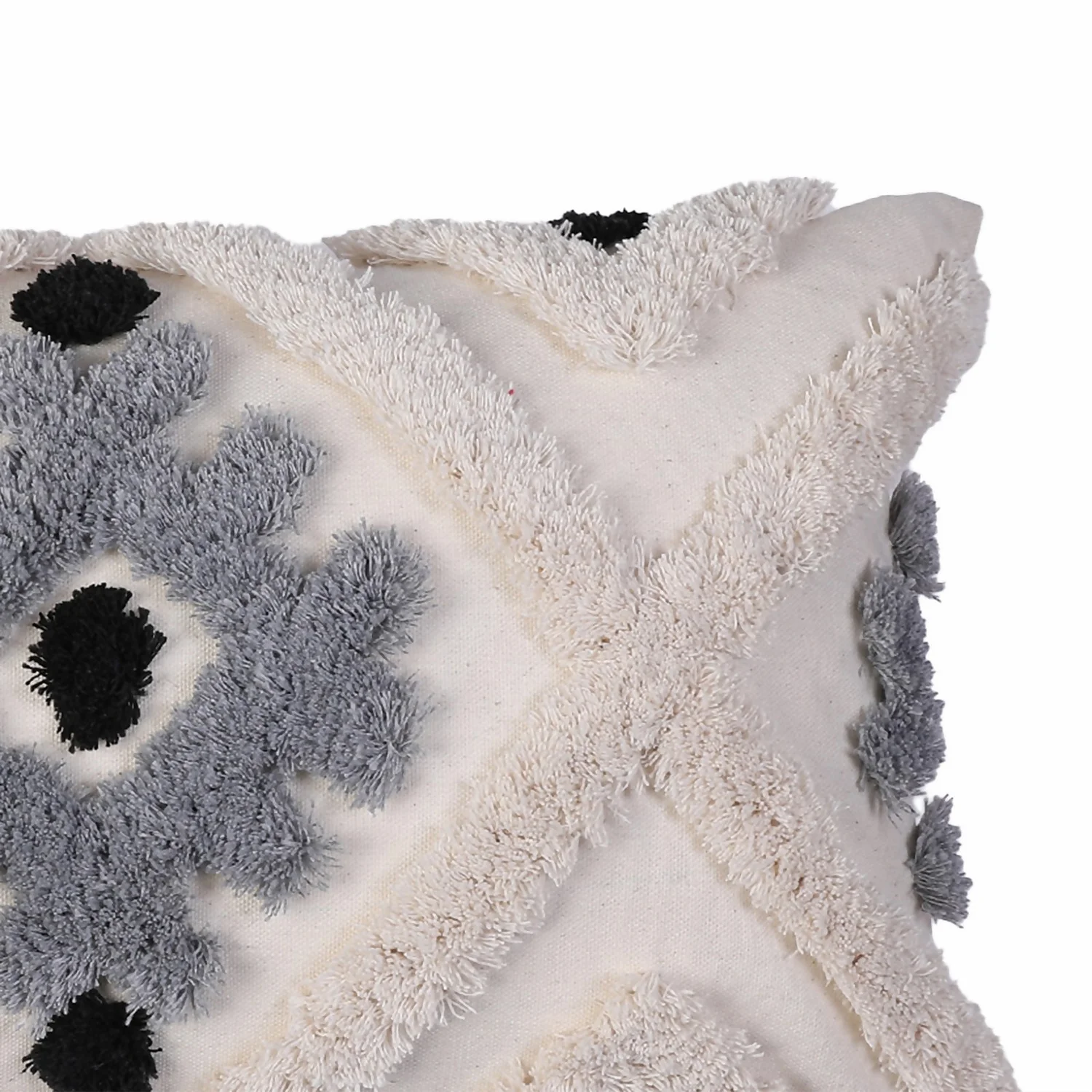 None Tufted Geometric Cushion Grey 30x50cm 2 None Tufted Geometric Cushion Grey 30x50cm - Image 2