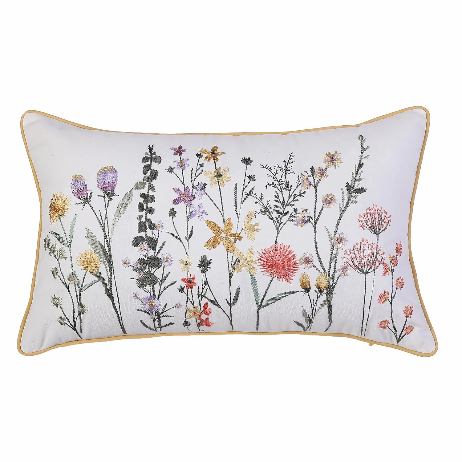 Embroidered Floral Cushion - 30x50cm 1 Embroidered Floral Cushion - 30x50cm