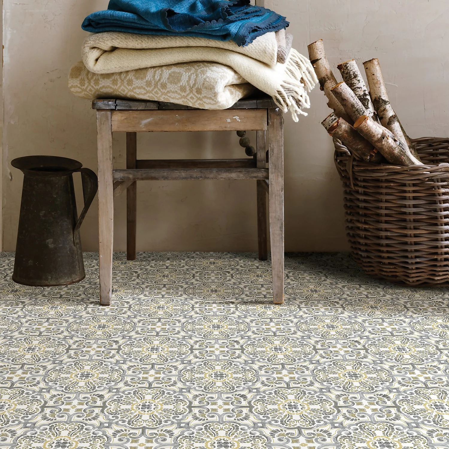 None FloorPops Peel And Stick Floor Tiles - Antico 1 None FloorPops Peel And Stick Floor Tiles - Antico