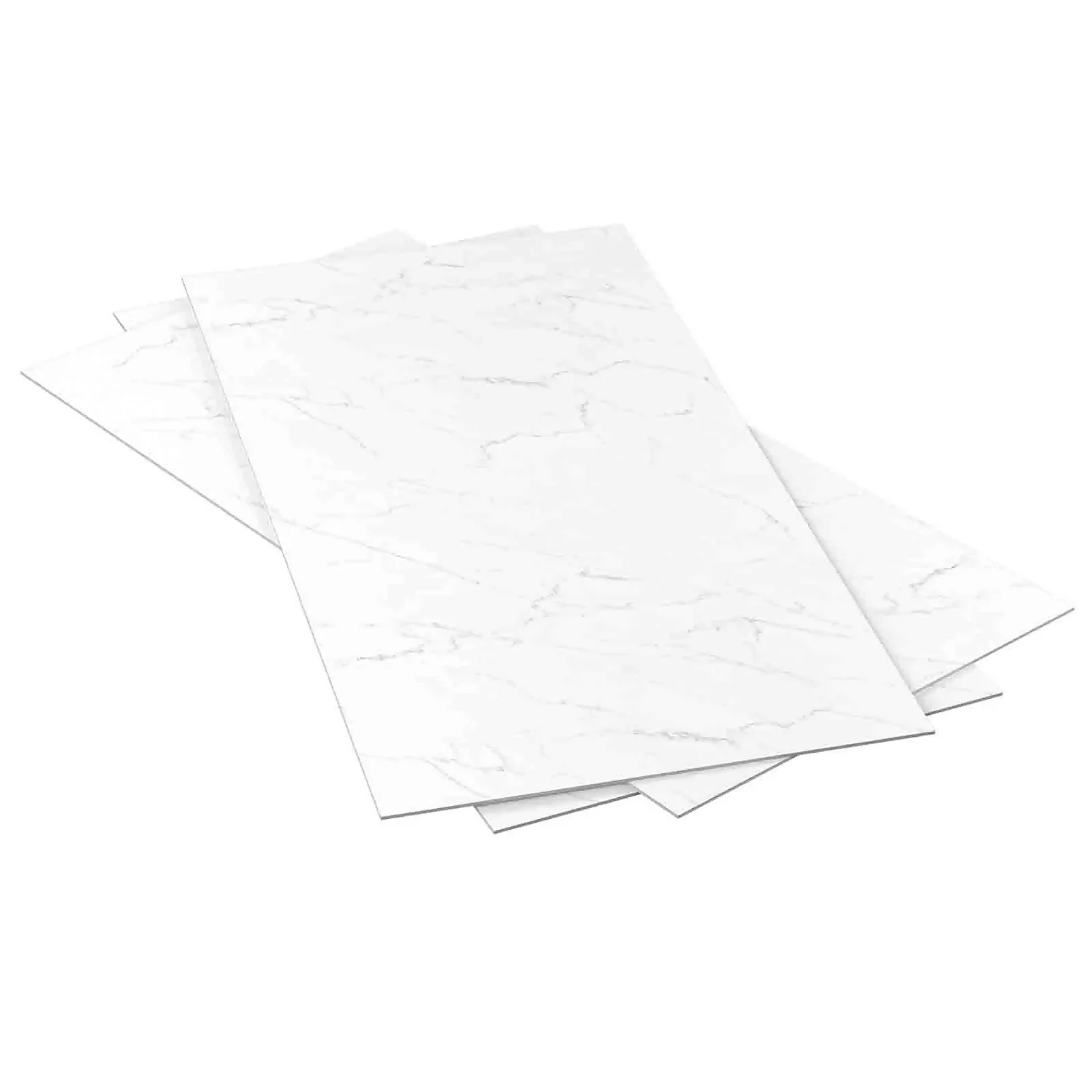 Plancs White Marble Self-Adhesive Vinyl Floor Tile - 5pc Pack Covers 0.93sqm 5 Plancs White Marble Self-Adhesive Vinyl Floor Tile - 5pc Pack Covers 0.93sqm - Image 5