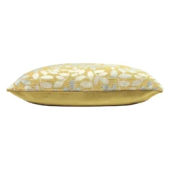 Cut Velvet Leaf Cushion - 45x45cm - Yellow -Home Base Sales Shop 12969624 1934900336001934