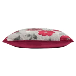 Cut Velvet Poppy Cushion - 45x45cm - Red -Home Base Sales Shop 12969631 3994900336062000