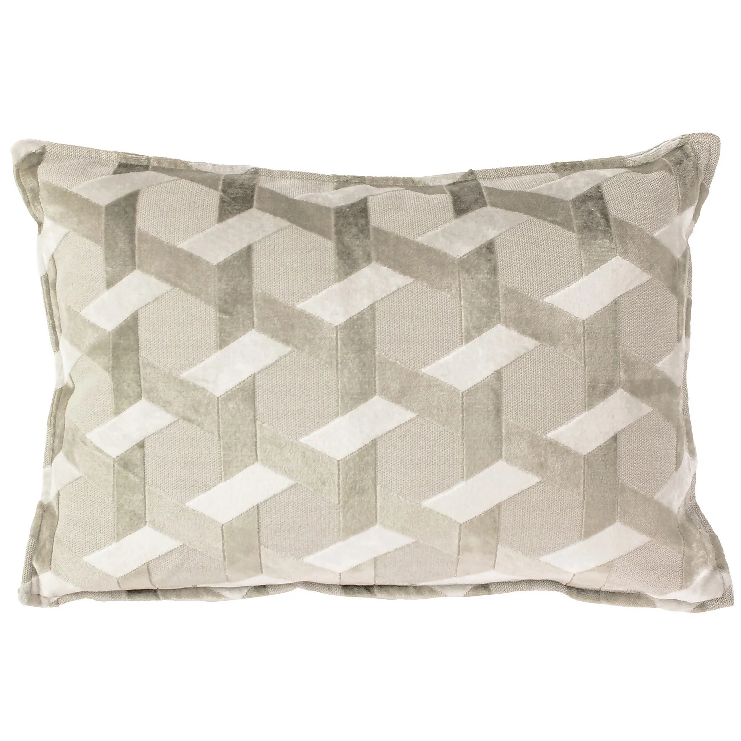 Jacquard Geometric Velvet Cushion - 30x50cm - Latte 1 Jacquard Geometric Velvet Cushion - 30x50cm - Latte