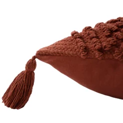 Knot Tassle Cushion - 45x45cm - Teracotta -Home Base Sales Shop 12969640 1444900336194909