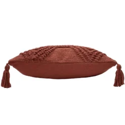 Knot Tassle Cushion - 45x45cm - Teracotta -Home Base Sales Shop 12969640 7964900336173075