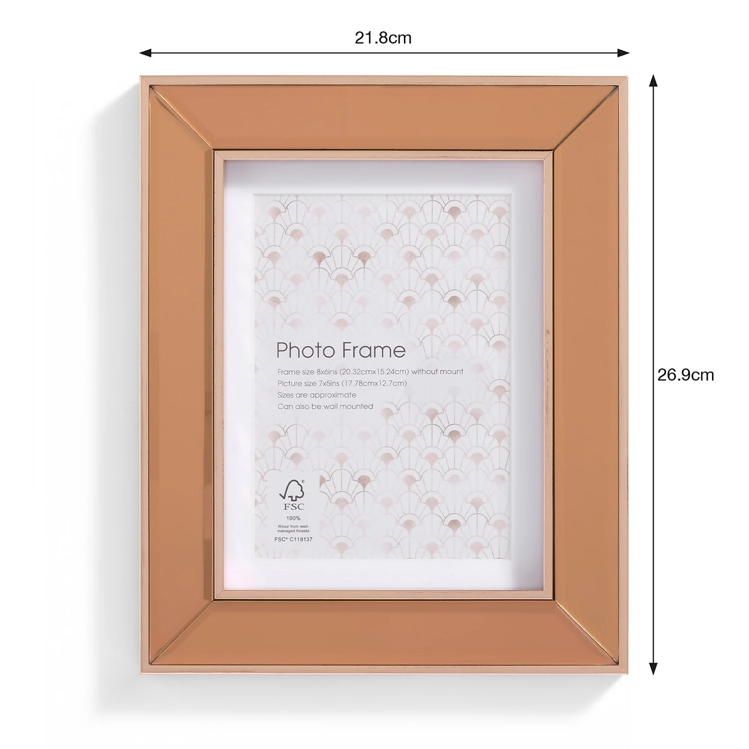 Bevelled Photo Frame - 7x5in - Rose Gold 5 Bevelled Photo Frame - 7x5in - Rose Gold - Image 5