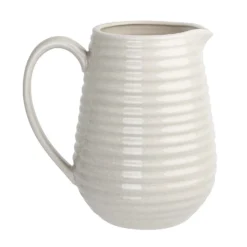 Crackle Effect Ribbed Jug - White
