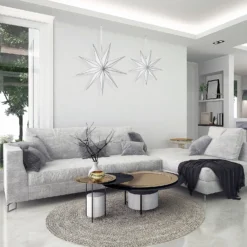 House Beautiful Wall Hanging Paper Star - Set Of 2 - Silver 5 House Beautiful Wall Hanging Paper Star - Set Of 2 - Silver -Home Base Sales Shop 13131163 1654910123010123