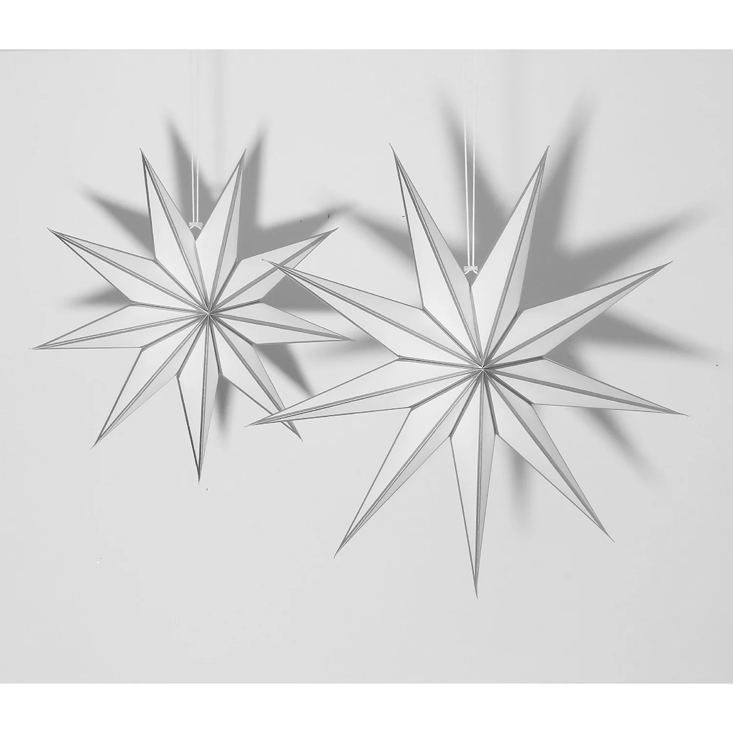 House Beautiful Wall Hanging Paper Star - Set Of 2 - Silver 1 House Beautiful Wall Hanging Paper Star - Set Of 2 - Silver