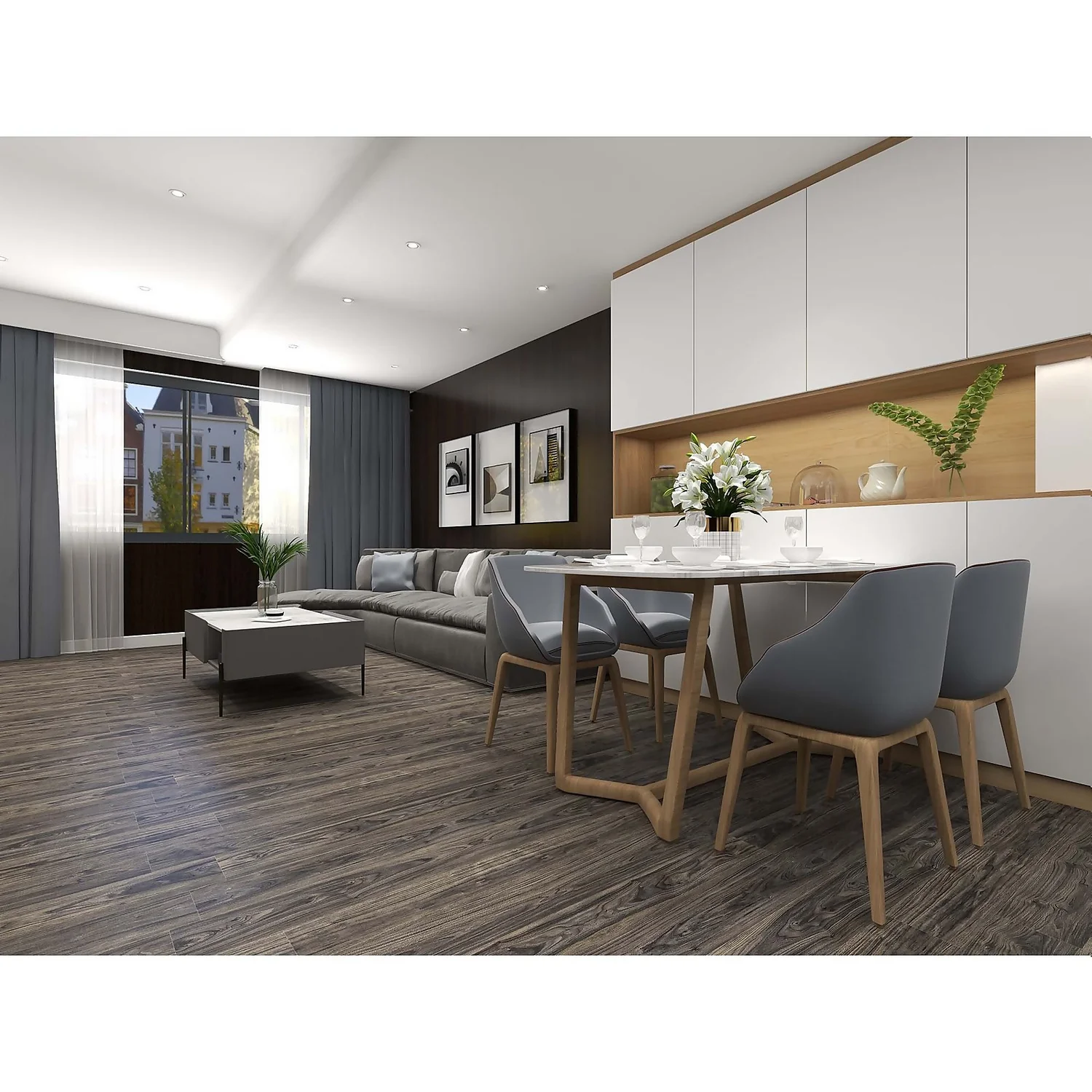 None Rigid Core Luxury Vinyl Flooring Classic Walnut Plank 4 None Rigid Core Luxury Vinyl Flooring Classic Walnut Plank - Image 4