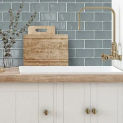 Country Living Artisan Stone Blue Ceramic Wall Tile 75 X 150mm - 0.5sqm Pack -Home Base Sales Shop 13220559 1284924679270700