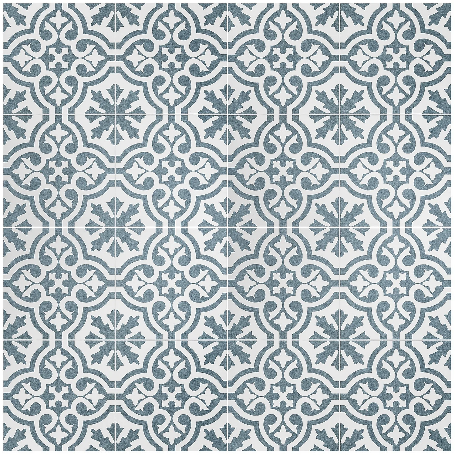 Fiore Teal / White Victorian Pre-scored Porcelain Wall & Floor Tile 450 X 450mm - 1.42sqm Pack 3 Fiore Teal / White Victorian Pre-scored Porcelain Wall & Floor Tile 450 X 450mm - 1.42sqm Pack - Image 3