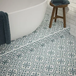 Fiore Teal / White Victorian Pre-scored Porcelain Wall & Floor Tile 450 X 450mm - 1.42sqm Pack 12 Fiore Teal / White Victorian Pre-scored Porcelain Wall & Floor Tile 450 X 450mm - 1.42sqm Pack -Home Base Sales Shop 13220597 1544909608294003