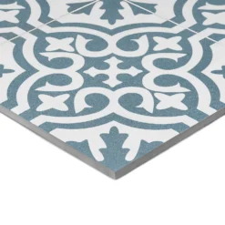 Fiore Teal / White Victorian Pre-scored Porcelain Wall & Floor Tile 450 X 450mm - 1.42sqm Pack 11 Fiore Teal / White Victorian Pre-scored Porcelain Wall & Floor Tile 450 X 450mm - 1.42sqm Pack -Home Base Sales Shop 13220597 4174916350020462