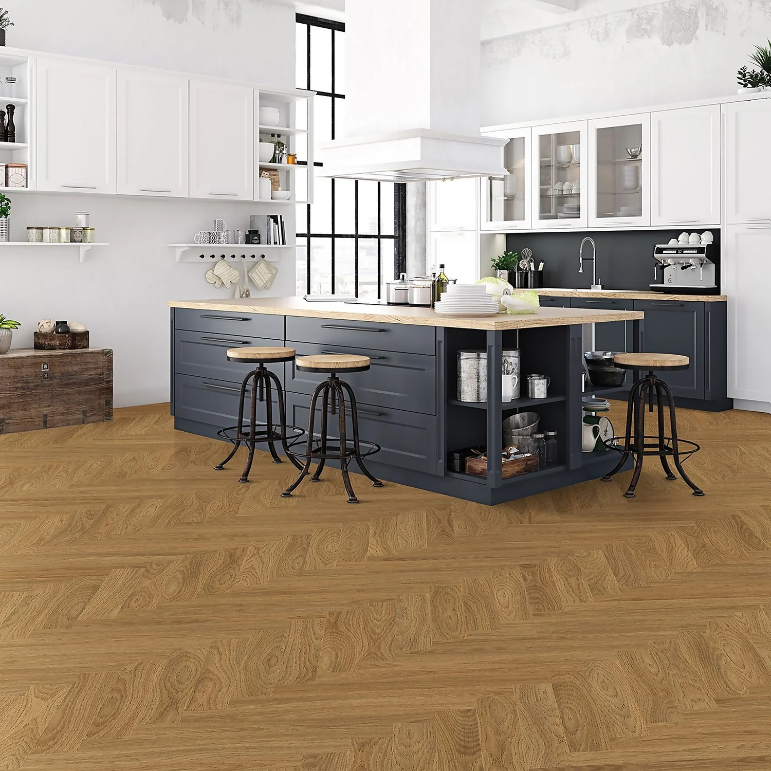 Kraus Rigid Core Herringbone Luxury Vinyl Floor Tile - Weaveley Light Oak 1 Kraus Rigid Core Herringbone Luxury Vinyl Floor Tile - Weaveley Light Oak