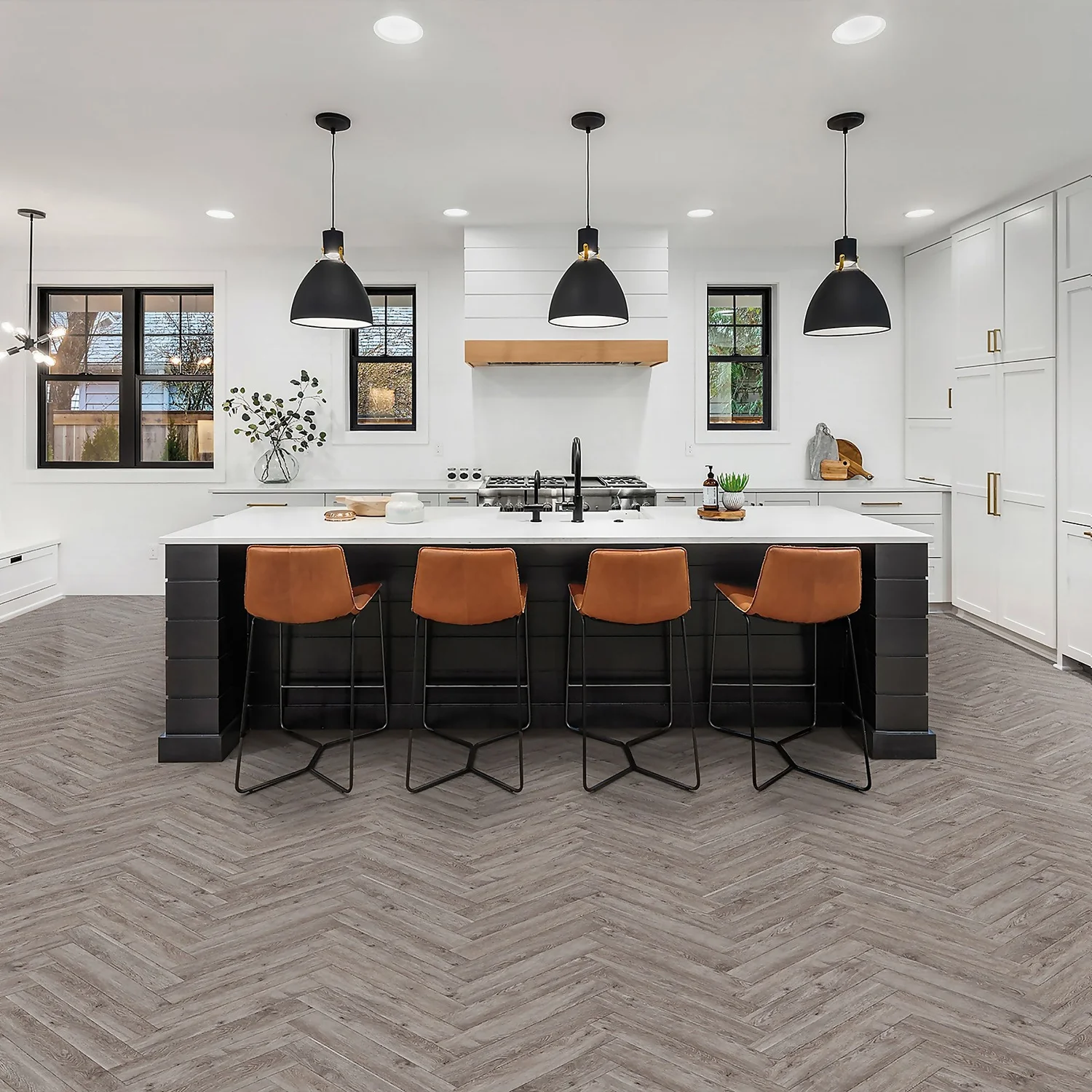 Kraus Herringbone Luxury Vinyl Floor Tile Sample - Langley Grey 1 Kraus Herringbone Luxury Vinyl Floor Tile Sample - Langley Grey