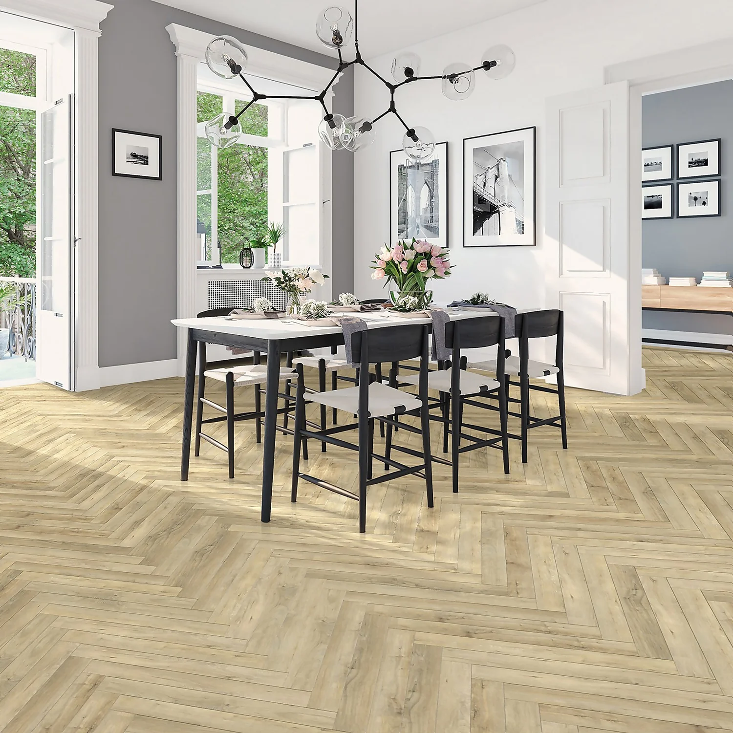 Kraus Herringbone Luxury Vinyl Floor Tile Sample - Wistow Oak 1 Kraus Herringbone Luxury Vinyl Floor Tile Sample - Wistow Oak